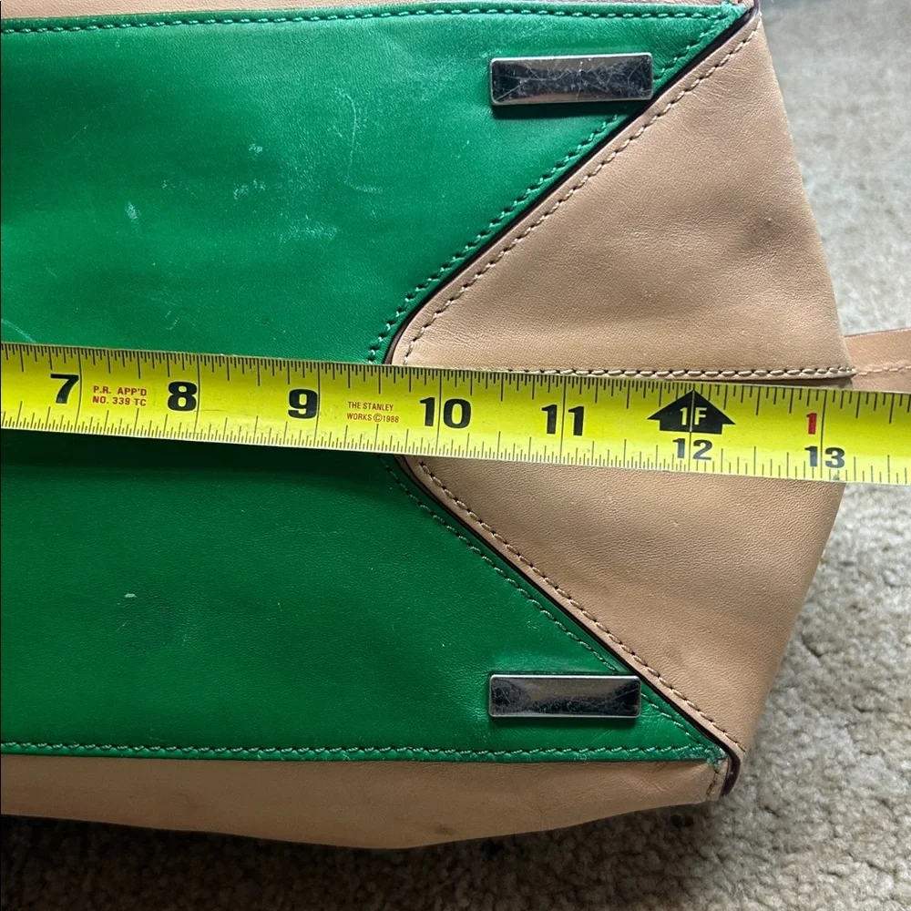 Rebecca Minkoff Jayden satchel nude color with green pull $395 MSRP